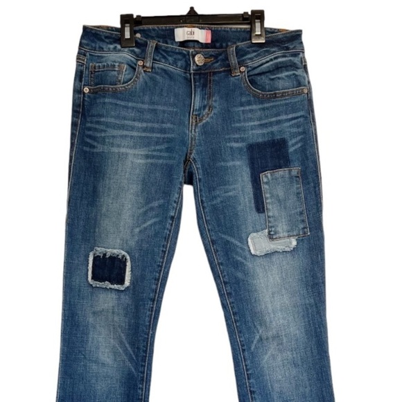 Cabi Patchy Slim Medium Blue Boyfriend Jeans Size 2 - Picture 2 of 12